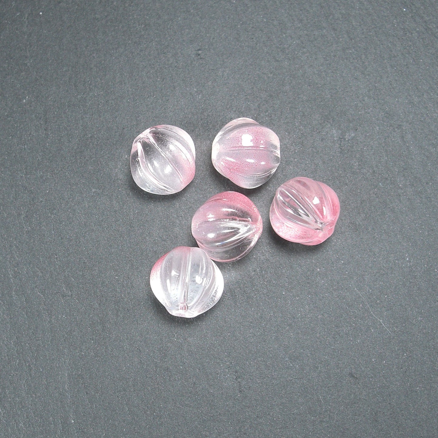 5 süße Glas Perlen 11 mm, Kürbis, rosa, 10554