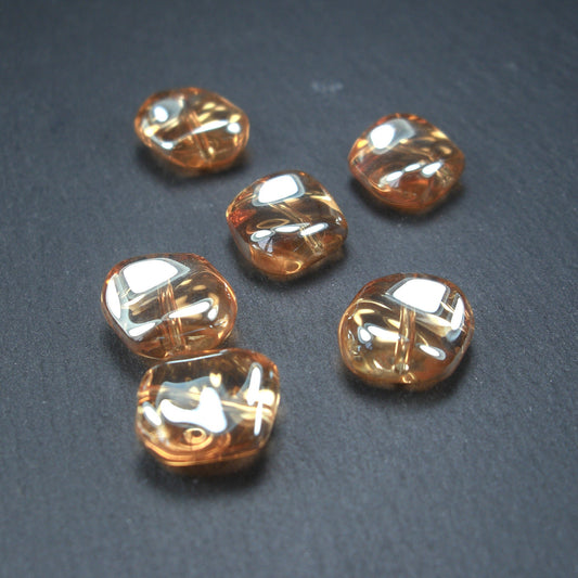 5 Glasperlen 10 mm, unregelmäßig, glänzend, orange metallic, 10561