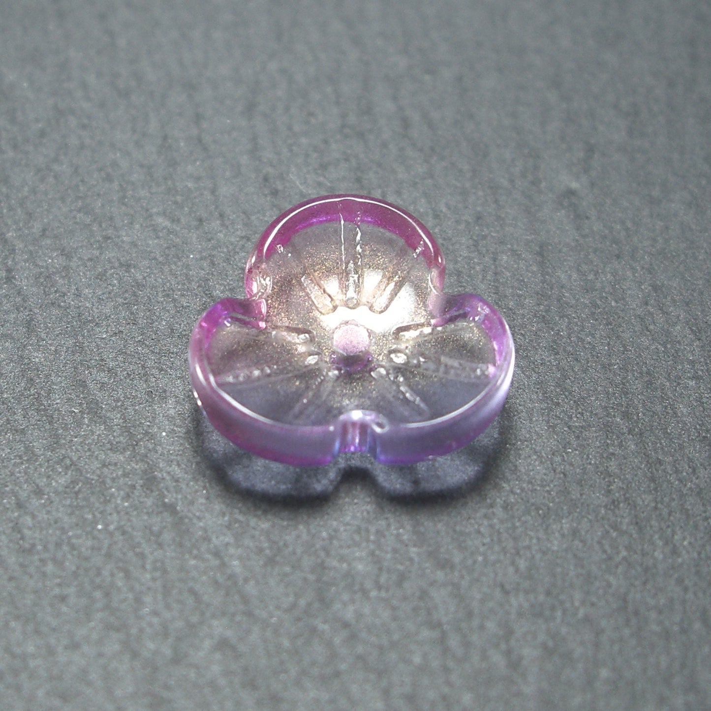 5 Glas Perlen/Spacer 12 x 3 mm, Blume, Blüte, lila pink gold, 10537