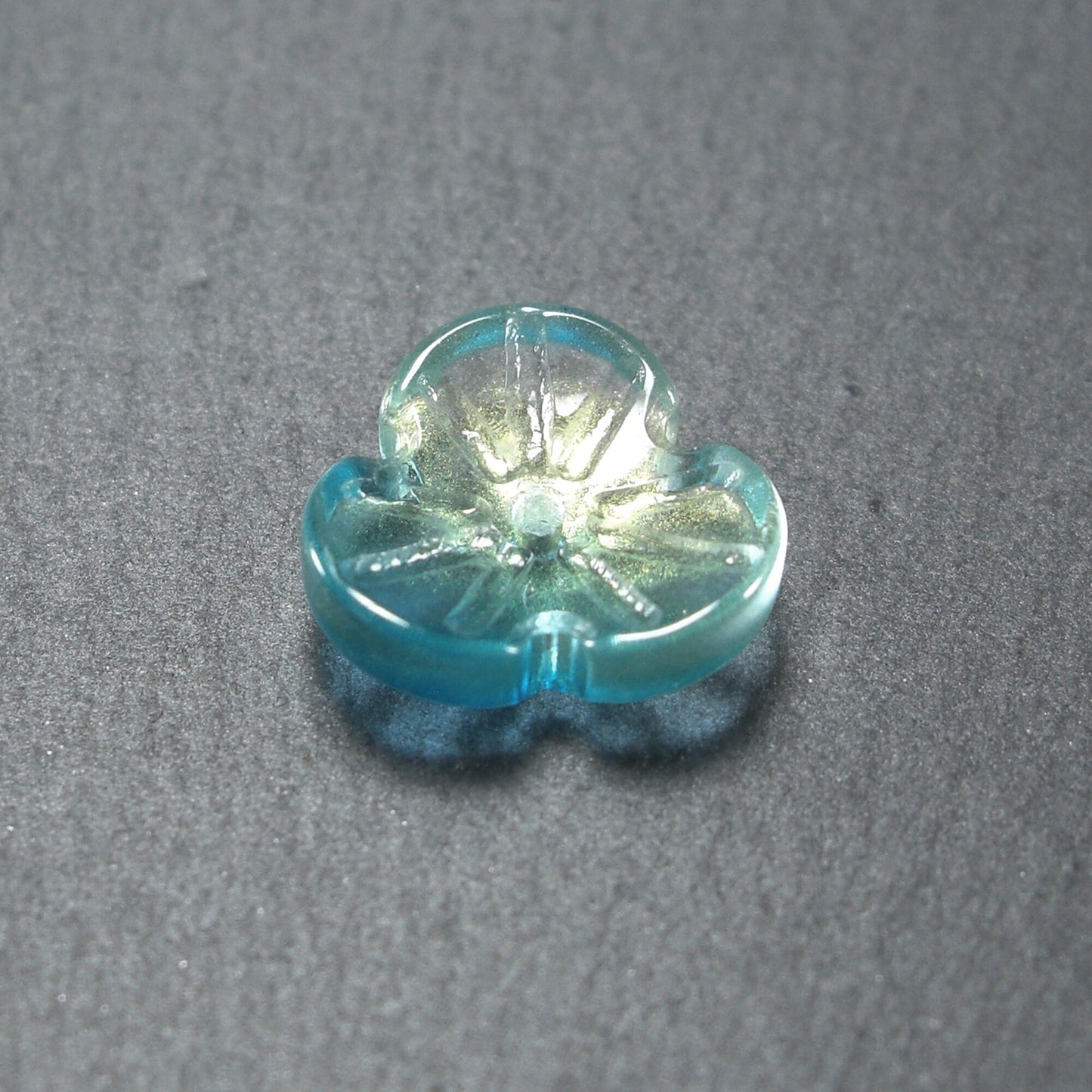 5 Glas Perlen/Spacer 12 x 3 mm, Blume, Blüte, türkis gold, 10539