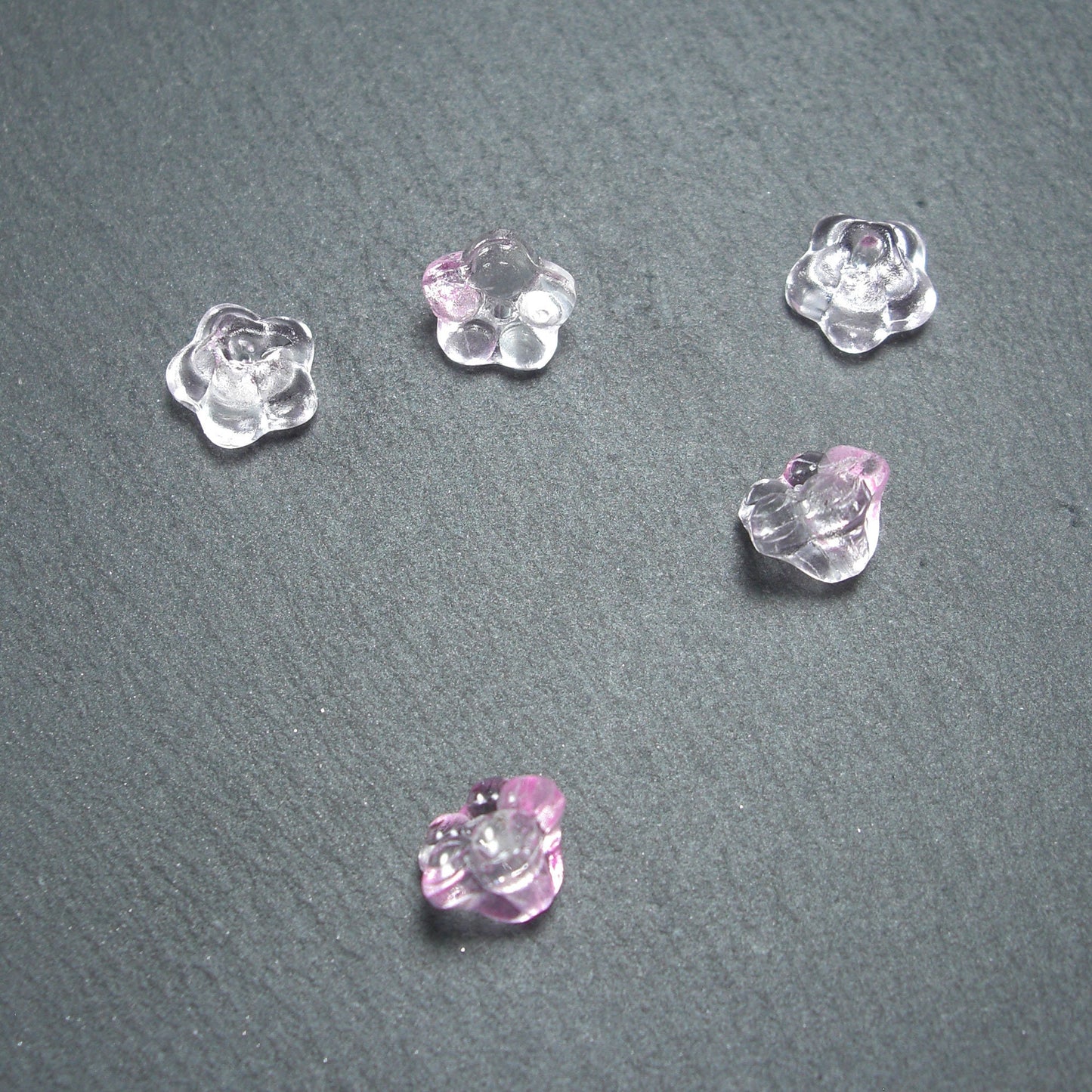 5 Glas Perlen 8 x 6 mm, Blume, Blüte, rosa, 10540