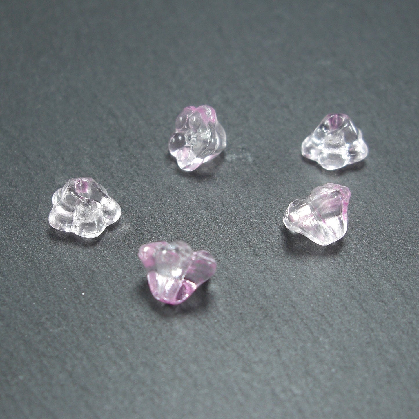 5 Glas Perlen 8 x 6 mm, Blume, Blüte, rosa, 10540