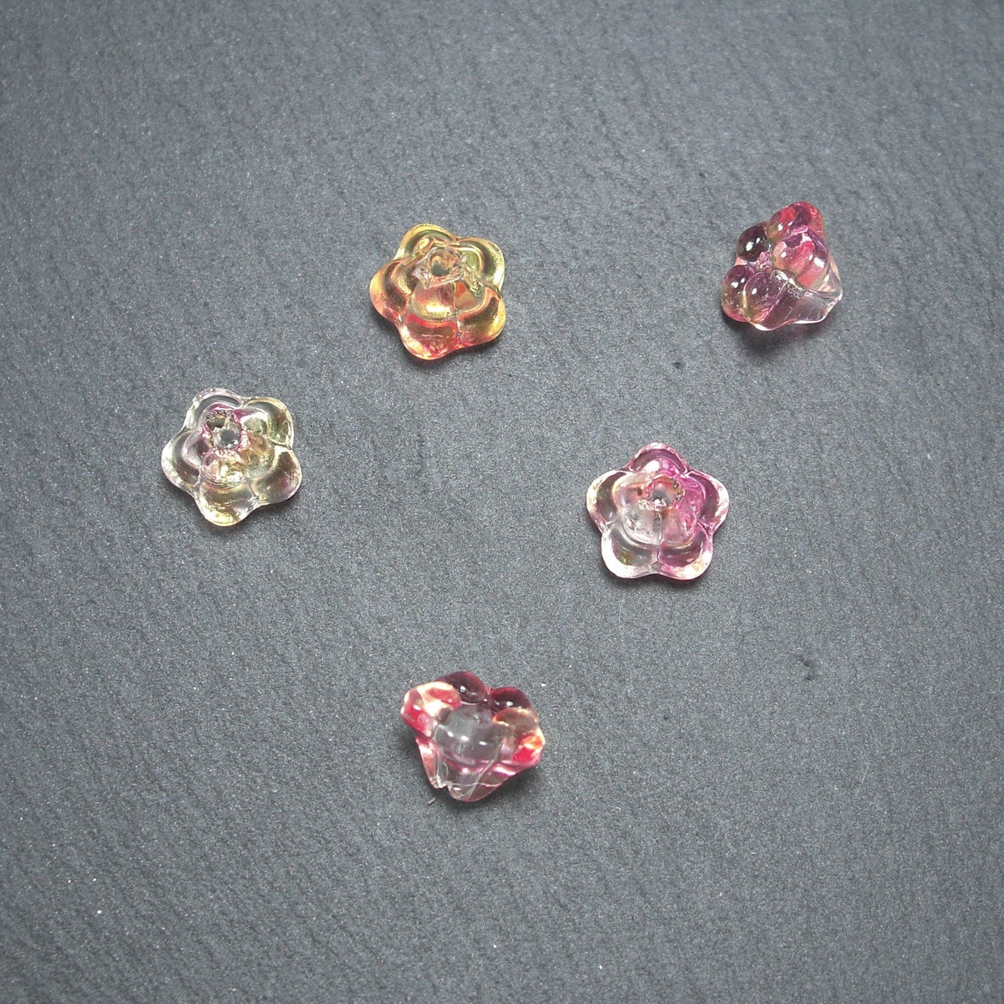 5 Glas Perlen 8 x 6 mm, Blume, Blüte, rosé & apricot, 10542