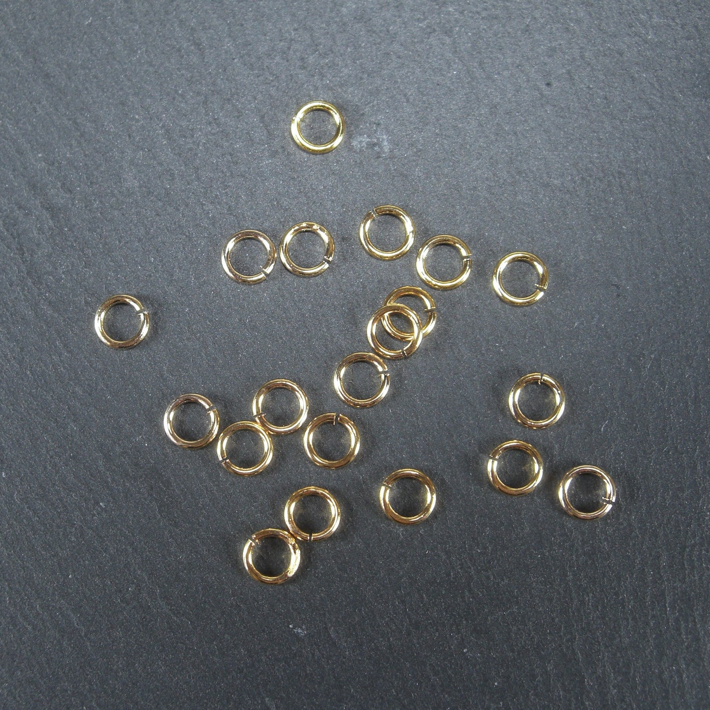 20 Binderinge 5 mm, Messing 24 K vergoldet, 10686