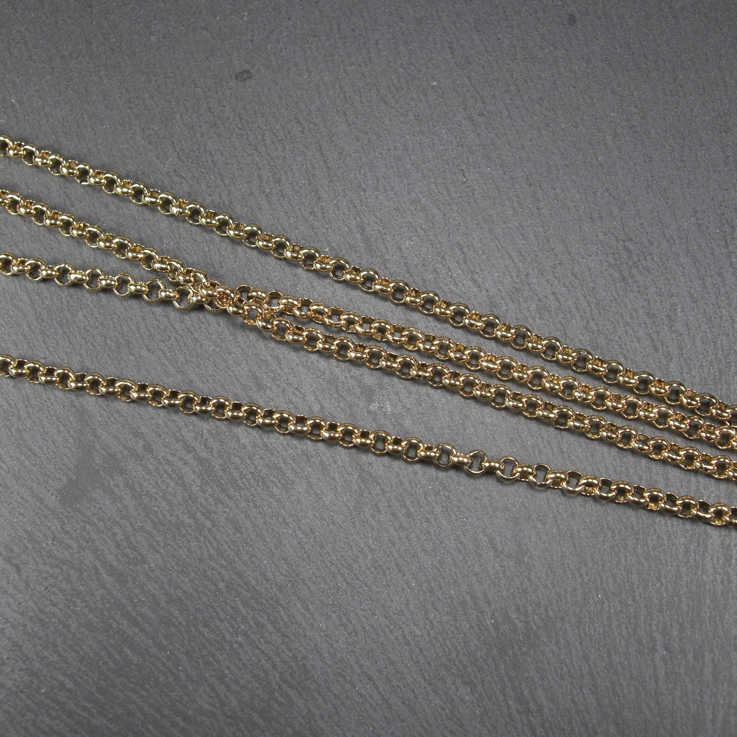 4 mm Edelstahlkette vergoldet, 1 Meter, Rolokette, 10627