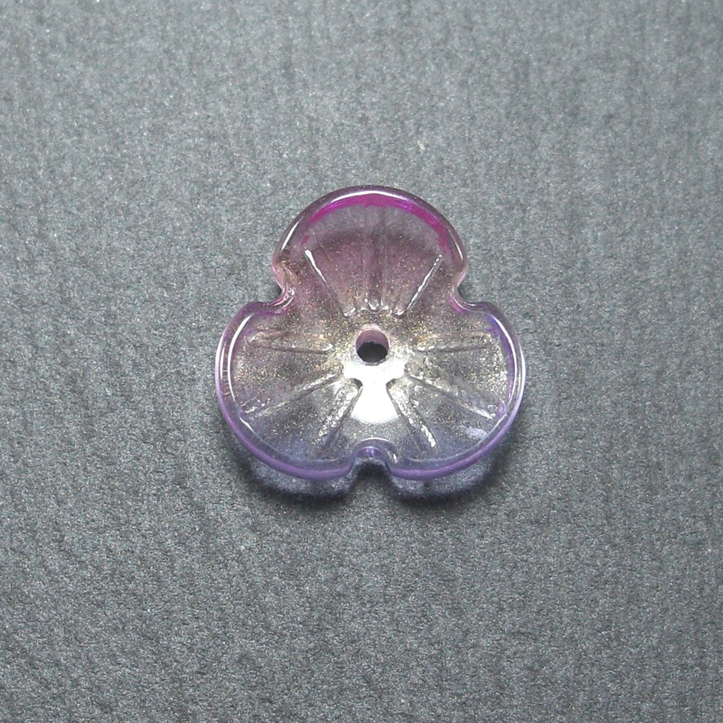 5 Glas Perlen/Spacer 12 x 3 mm, Blume, Blüte, lila pink gold, 10537