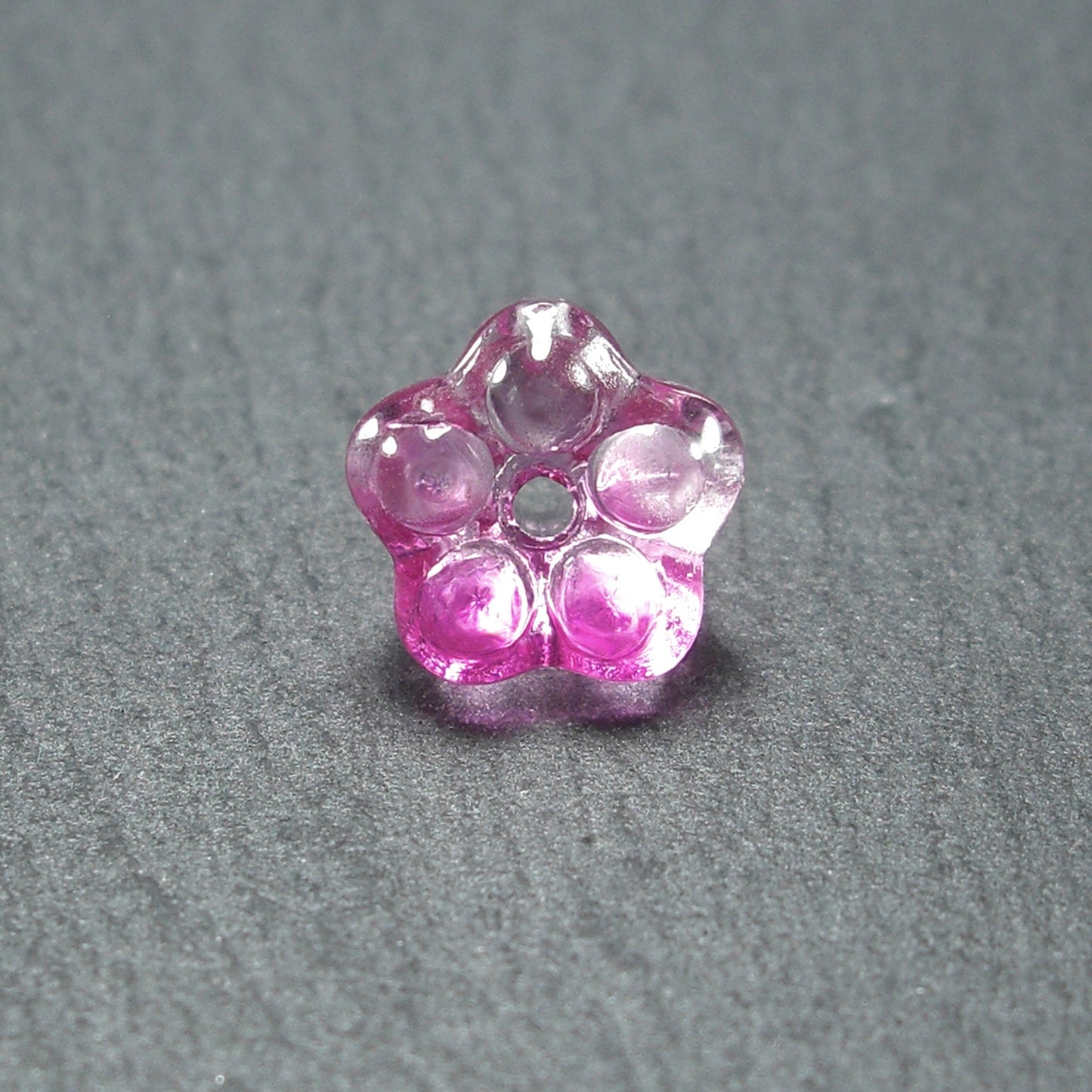 5 Glas Perlen 8 x 6 mm, Blume, Blüte, pink, 10544