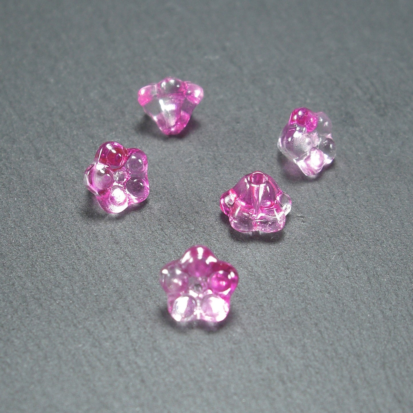 5 Glas Perlen 8 x 6 mm, Blume, Blüte, pink, 10544