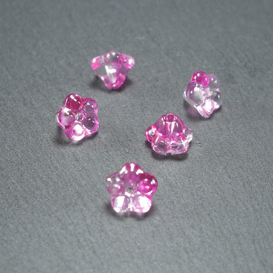 5 Glas Perlen 8 x 6 mm, Blume, Blüte, pink, 10544