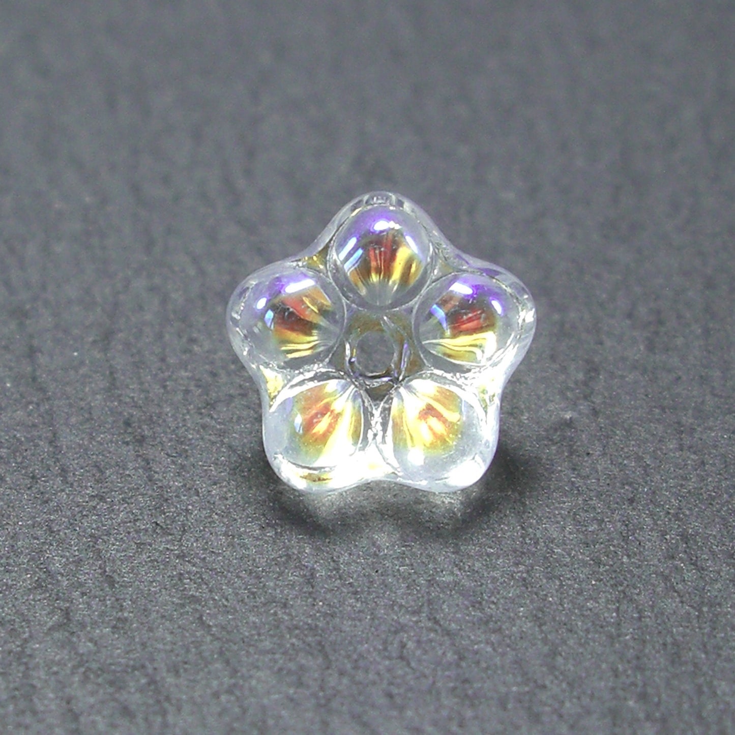 5 Glas Perlen 8 x 6 mm, Blume, Blüte, weiß perlmutt, 10545