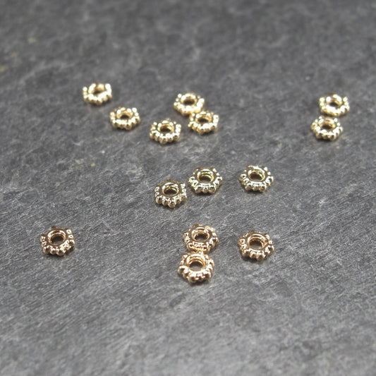 5 Spacer Perlen, Messing, 14 K vergoldet, 10704