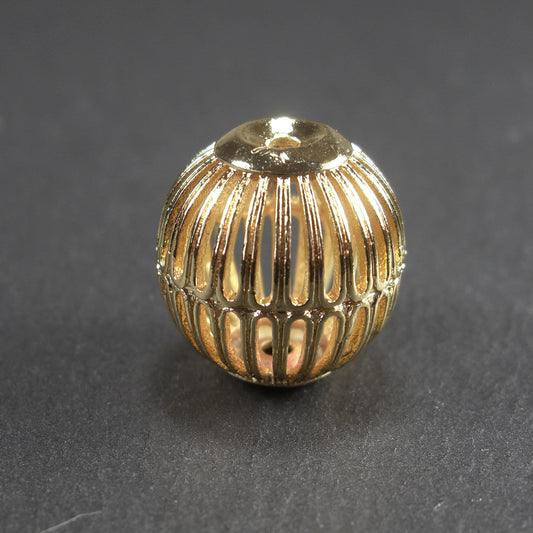 Große, filigrane Perle, 17 mm, Messing, 24 K vergoldet, 10706