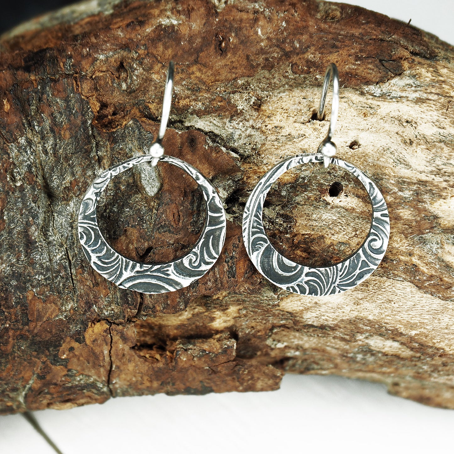 Ohrringe, Ohrhänger, floral, boho, recyceltes 925 Sterling Silber, 40114