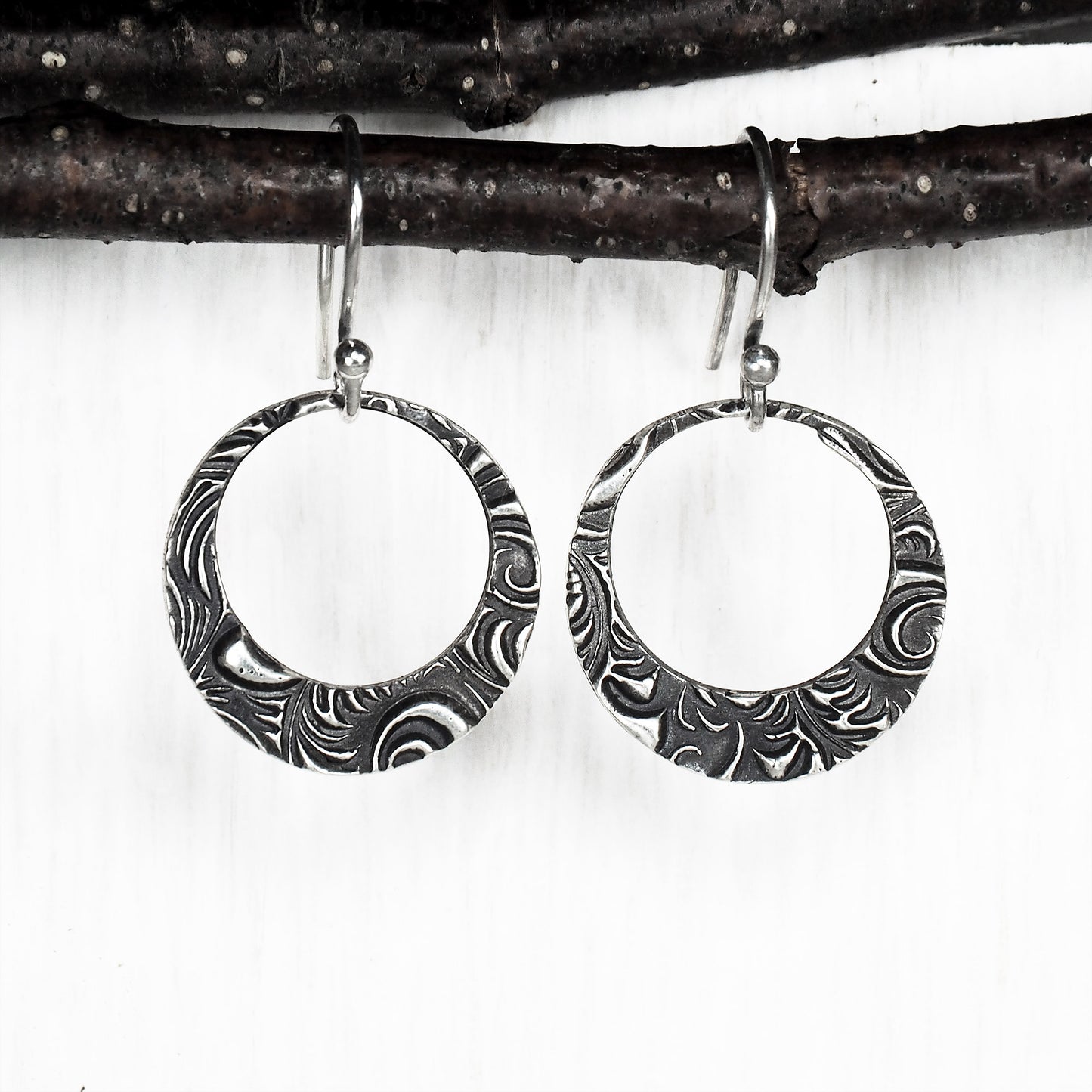 Ohrringe, Ohrhänger, floral, boho, recyceltes 925 Sterling Silber, 40116