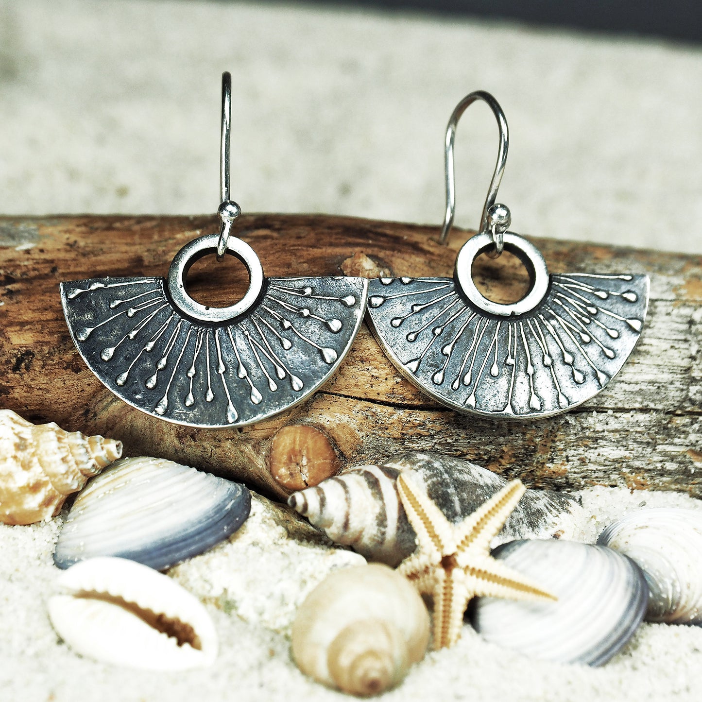 Ohrringe, Ohrhänger, floral, boho, recyceltes 925 Sterling Silber, 40117