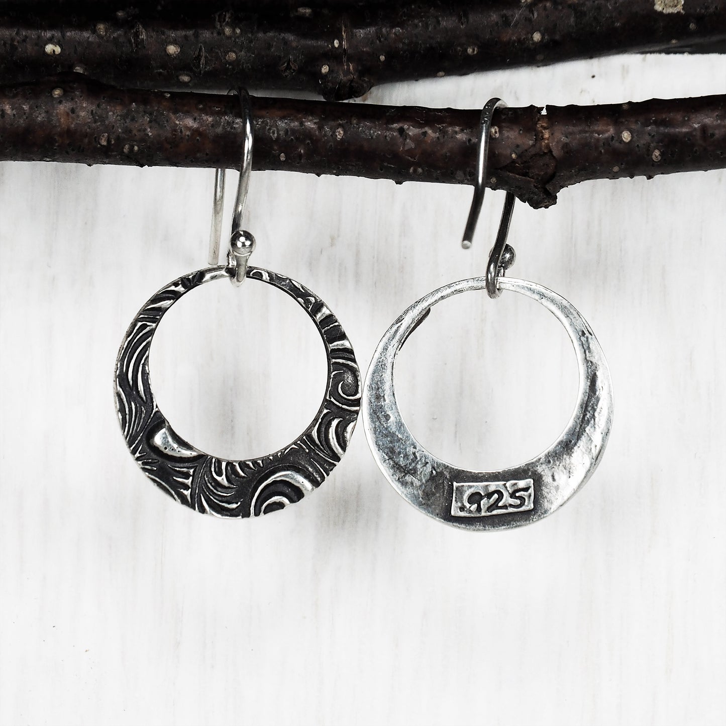 Ohrringe, Ohrhänger, floral, boho, recyceltes 925 Sterling Silber, 40116