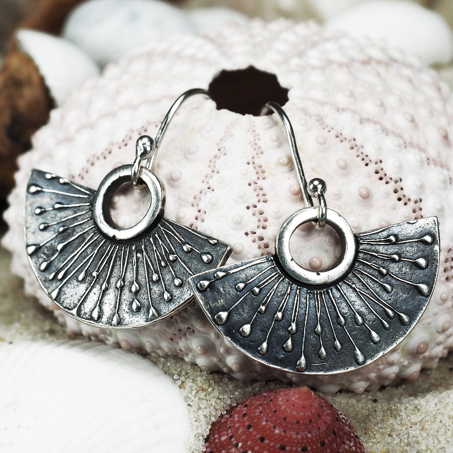 Ohrringe, Ohrhänger, floral, boho, recyceltes 925 Sterling Silber, 40117