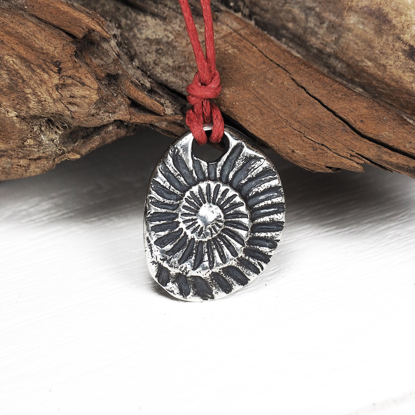 Anhänger Schnecke, Ammonit, Fossil, Boho, 925 Sterling Silber, 40111