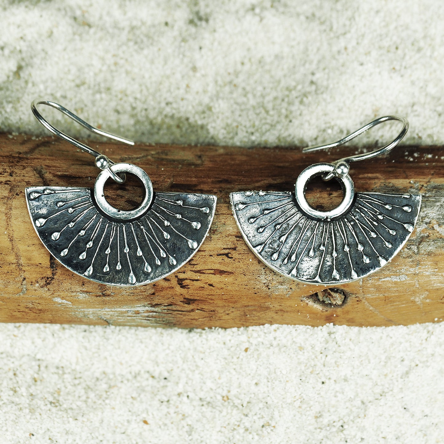 Ohrringe, Ohrhänger, floral, boho, recyceltes 925 Sterling Silber, 40117