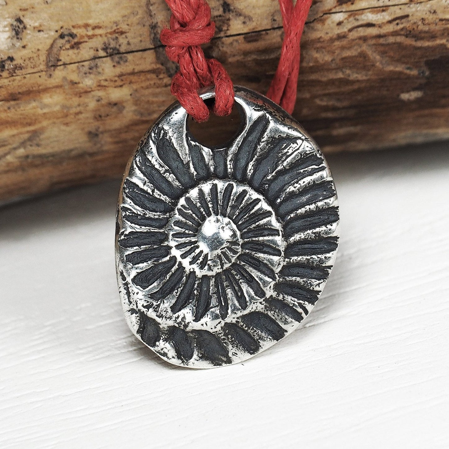 Anhänger Schnecke, Ammonit, Fossil, Boho, 925 Sterling Silber, 40111