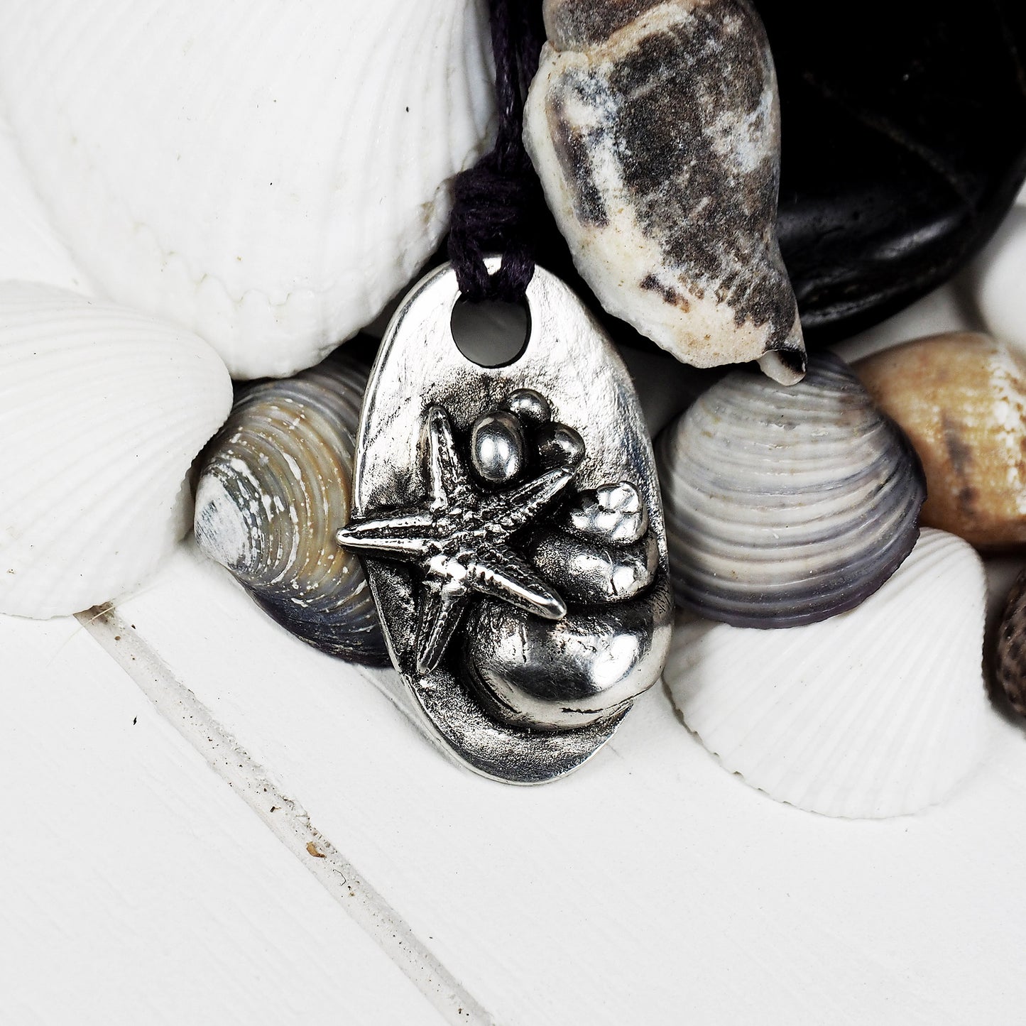 Anhänger, Seestern, Muschel, Schnecke, Meer, Boho, 925 Sterling Silber, 40001