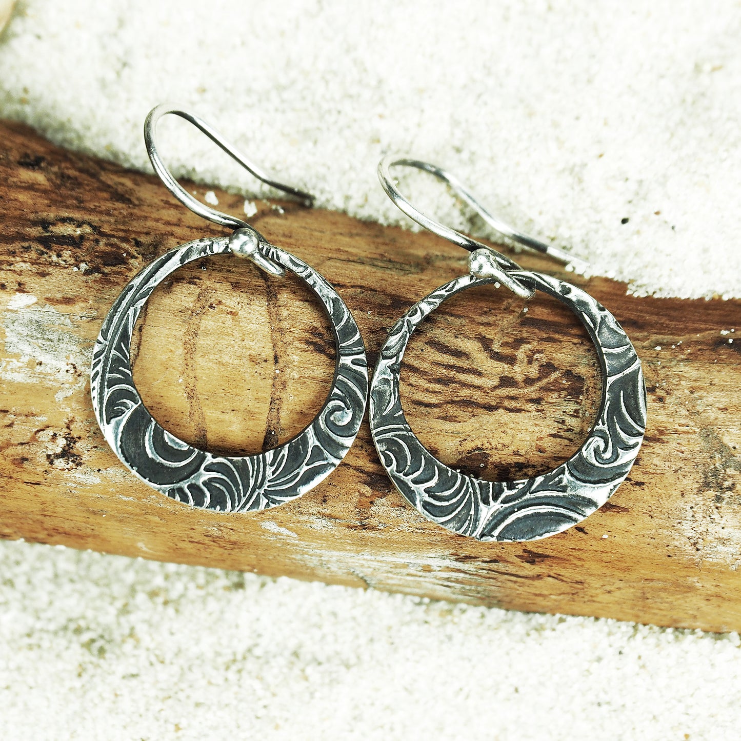 Ohrringe, Ohrhänger, floral, boho, recyceltes 925 Sterling Silber, 40114