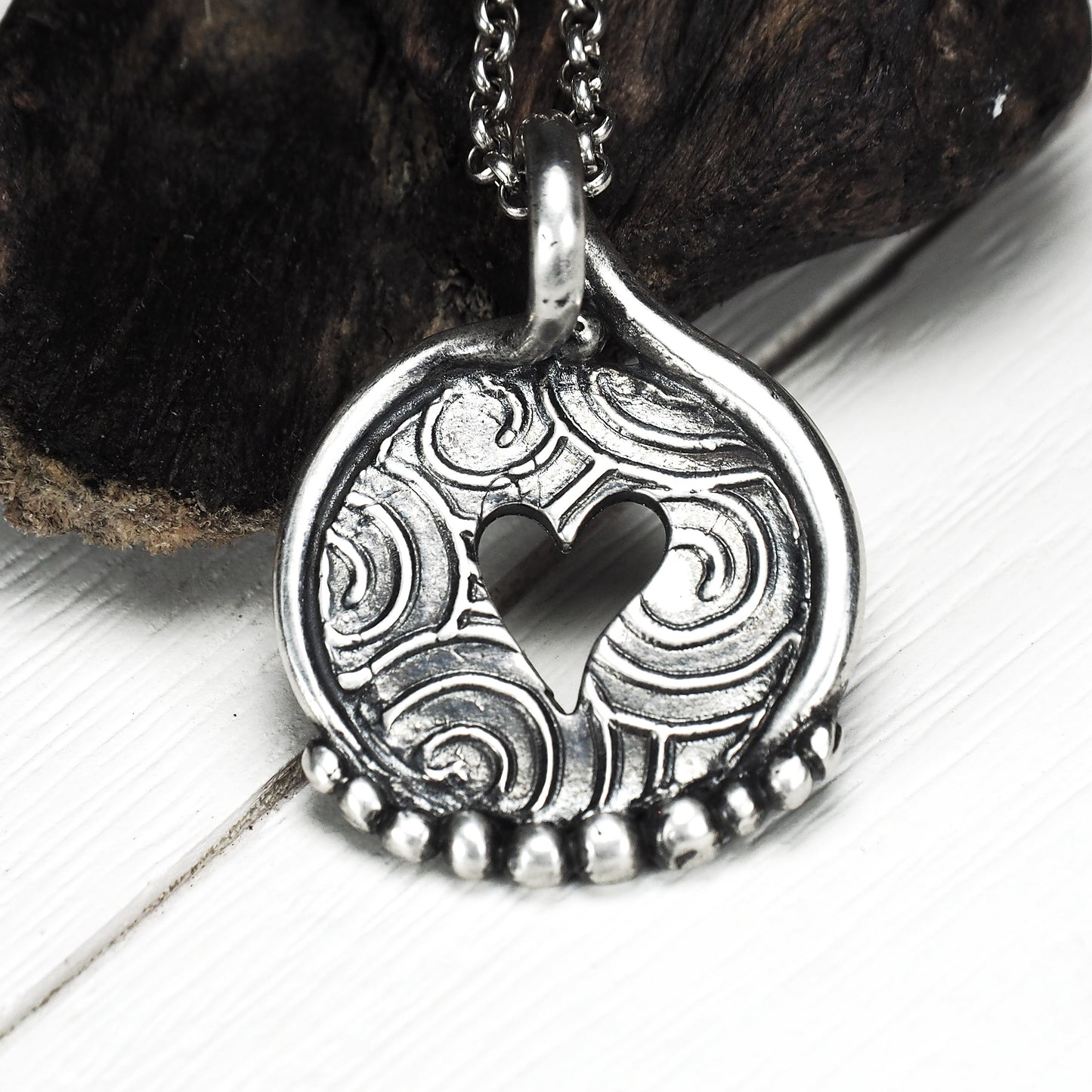 Anhänger Herz, Boho, 925 Sterling Silber, 40008